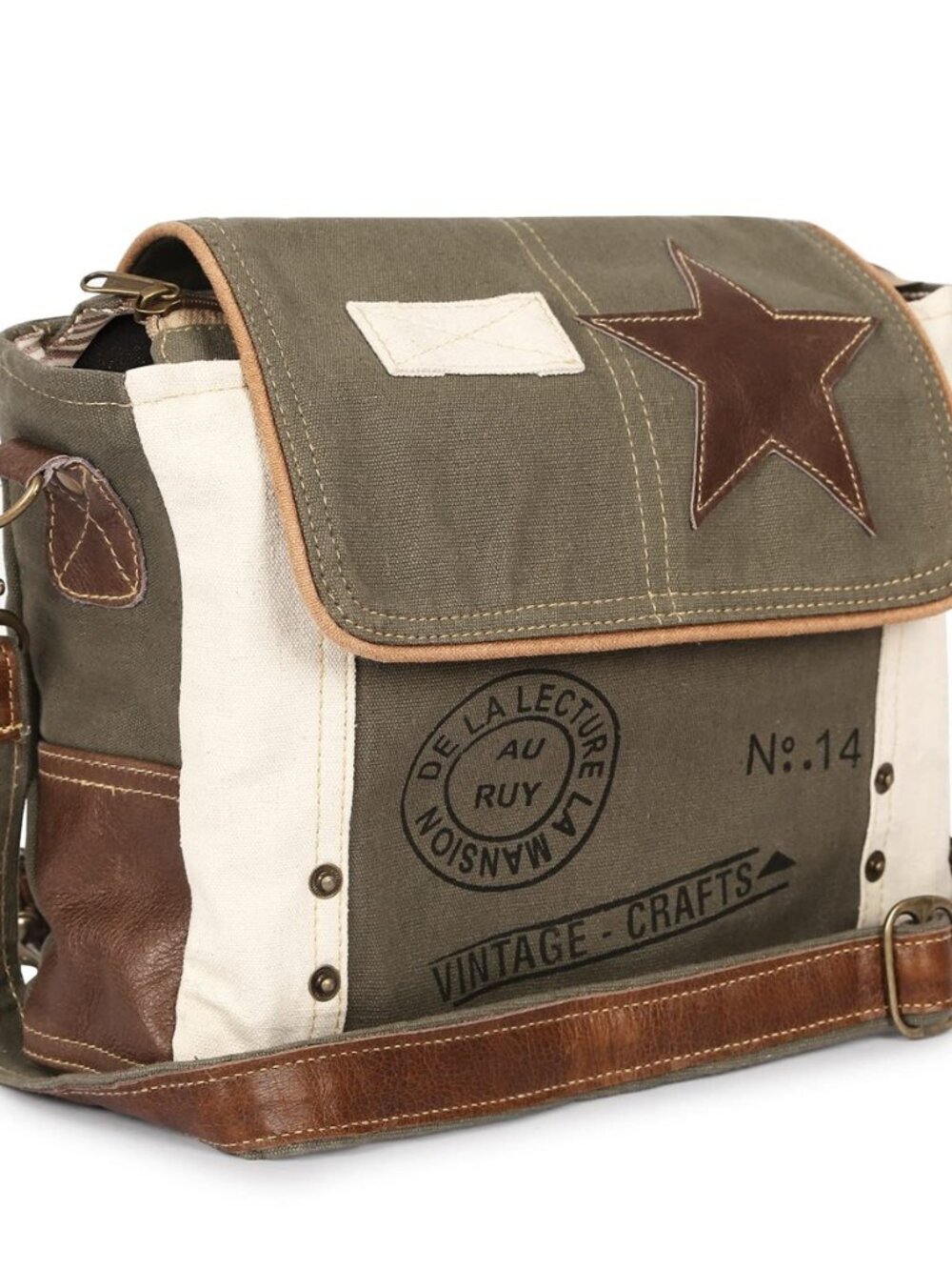 12 In Canvas Messenger Shoulder Bag for Men & Women, Unisex Crossbody Bag with